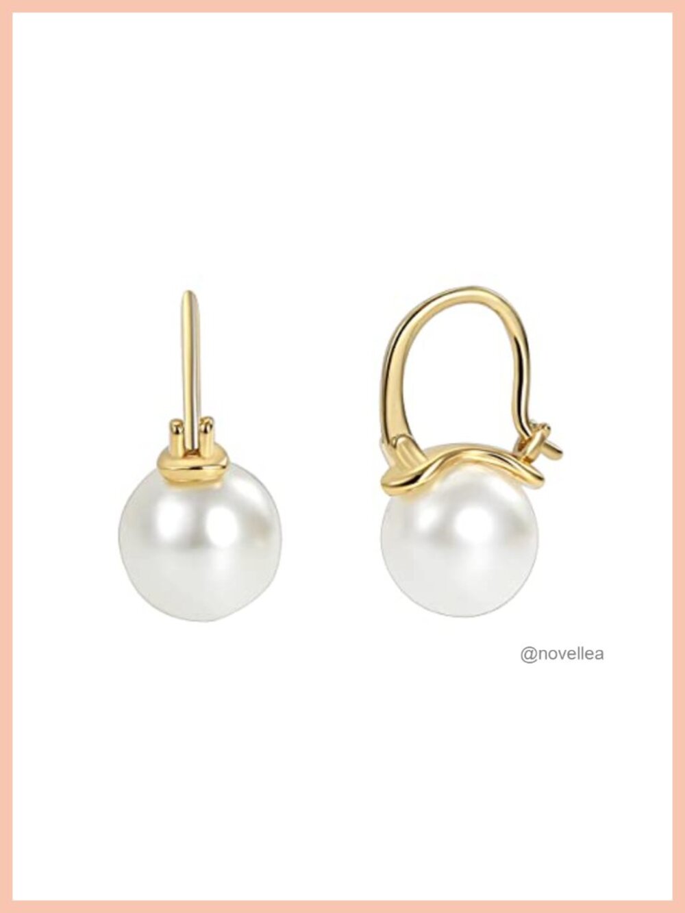 14K Gold/White Gold Plated Pearl Hoop Earrings Huggies Dangle